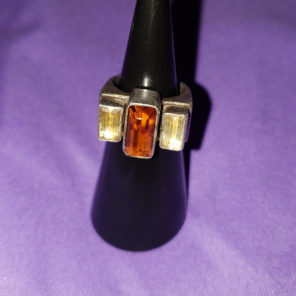 Amber &  Citrine Ring